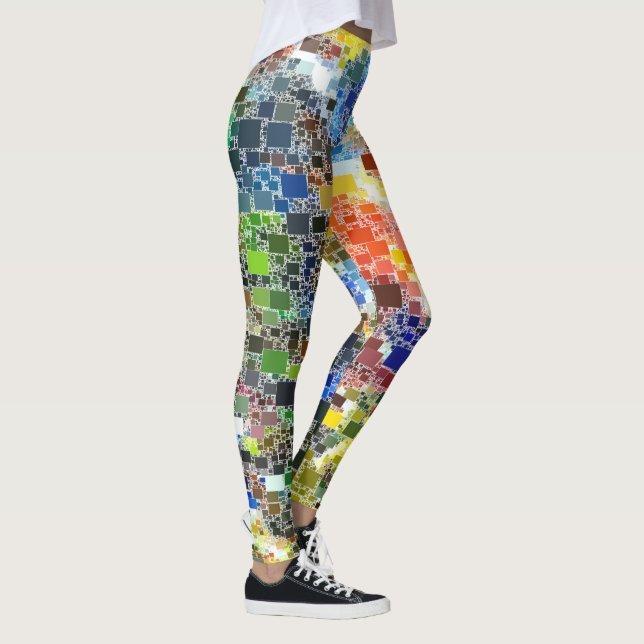 Leggings Colorida pintura de mosaico flotante festiva (Derecha)