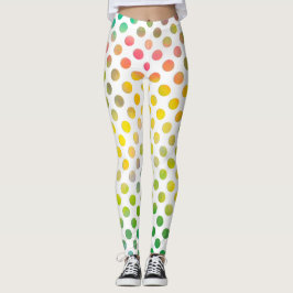 Leggings Coloridas acuarelas pintadas con puntos en blanco
