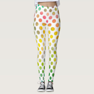 Leggings Coloridas acuarelas pintadas con puntos en blanco