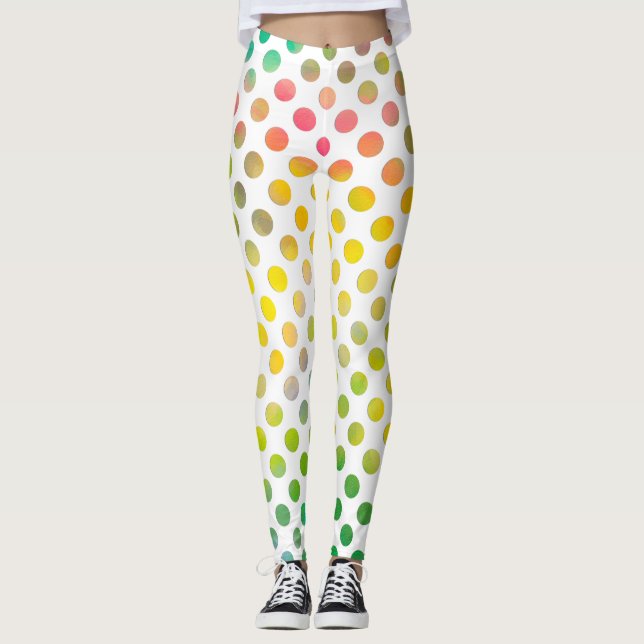 Leggings Coloridas acuarelas pintadas con puntos en blanco (Anverso)