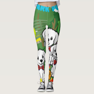 Leggings Coloridas cúpulas de moda de los cachorros blancos