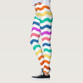 Leggings Coloridas de Olas de Acuarela Arcoíris