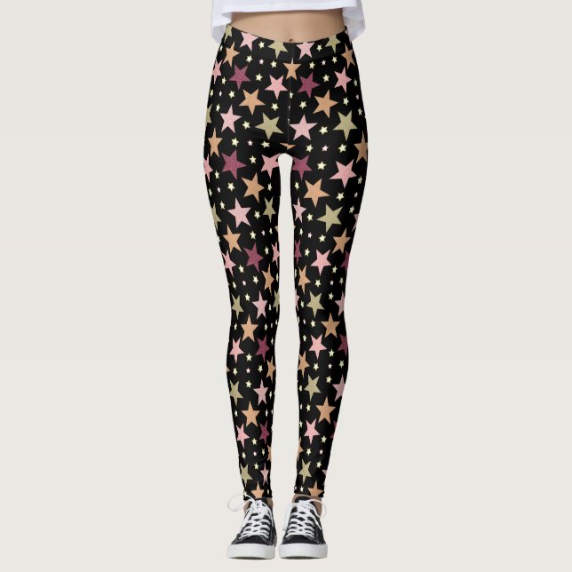 Leggings Coloridas estrellas en negro (Anverso)