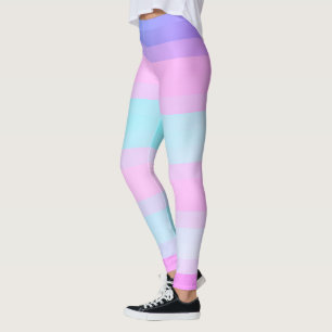 Leggings Coloridas franjas pasteles azuladas rosadas verdes