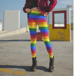 Leggings Coloridas garras rayadas de arcoiris<br><div class="desc">Las coloridas leggings de arcoiris le dan un toque de alegría al gimnasio. Estas son coloridas leggings para correr día o noche.</div>