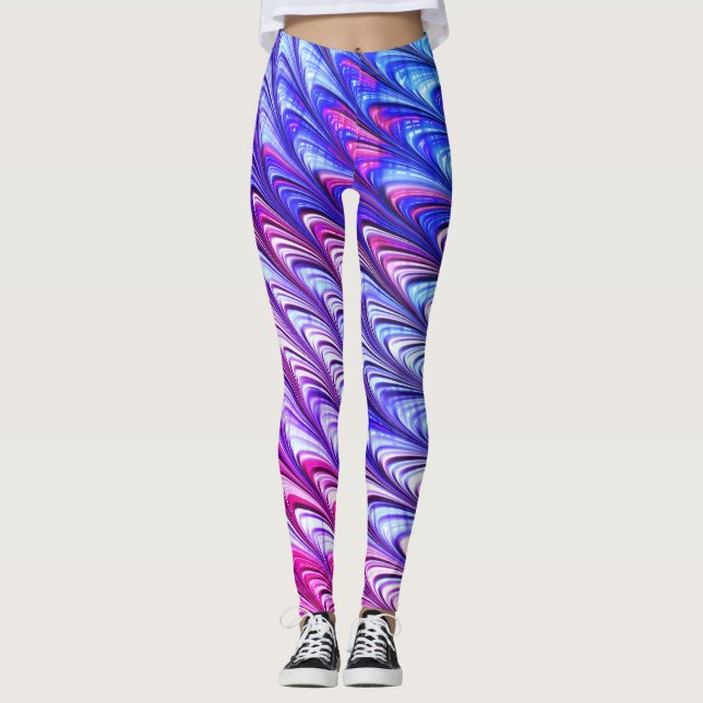 Leggings Coloridas Groovy Funky Trippy Waves Resumen Arte (Anverso)