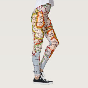 Leggings Coloridas leyendas del mapa geográfico mundial