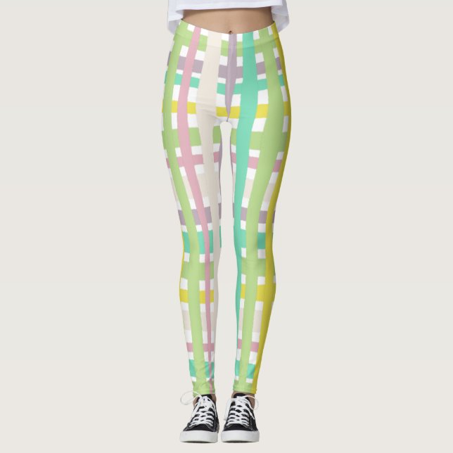 Leggings Coloridas líneas dibujadas a mano con trenzado col (Anverso)