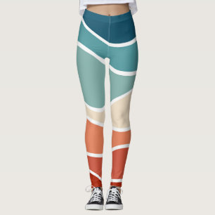 Leggings Coloridas olas de estilo retro