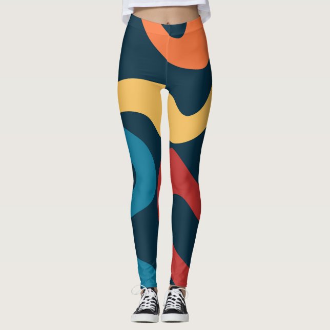 Leggings Coloridas ondas abstractas (Anverso)