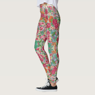 Leggings Coloridas piernas de flores chinas - Bonito