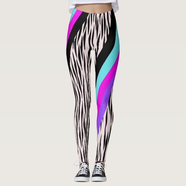 Leggings Coloridas piernas de impresión de animales de cebr (Anverso)