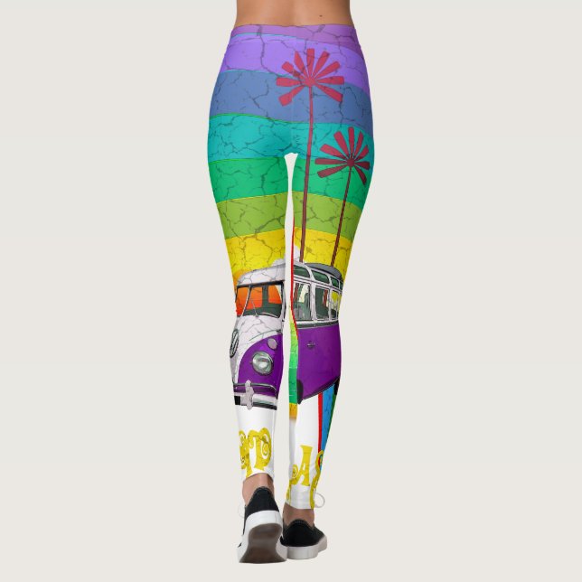 Leggings Coloridas piernas de surf hippie (Reverso)