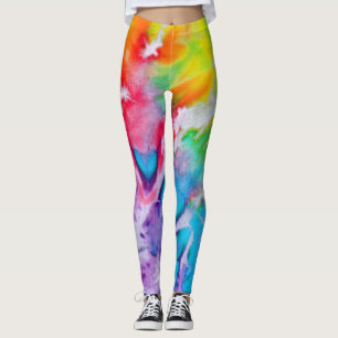 Leggings Colorido Abstracto Arcoiris Acuarela Tye Yoga