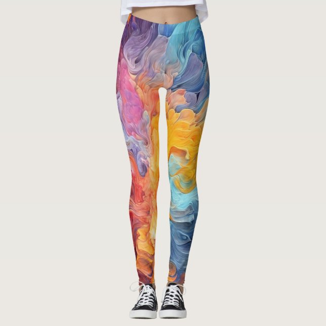 Leggings Colorido Abstracto Paint Splatter Art (8) (Anverso)