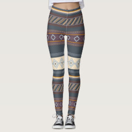 Leggings Colorido arte tribal azteca azul morado oscuro