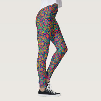 Leggings Colorido Boho Paisley Folk Art