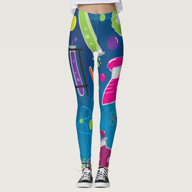 Leggings Colorido científico loco ciencia Funky brillante (Anverso)