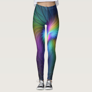 Leggings Colorido Con Azul Moderno Resumen Arte Fractal