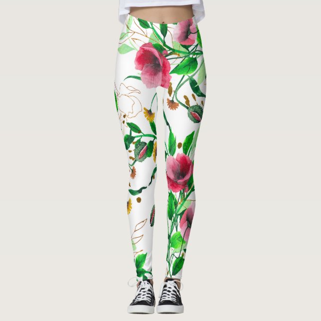 Leggings colorido de flores rosadas (Anverso)