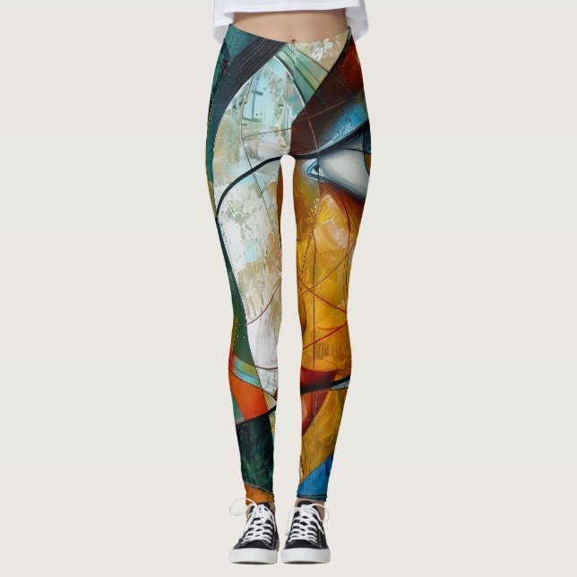 Leggings Colorido del arte abstracto (Anverso)
