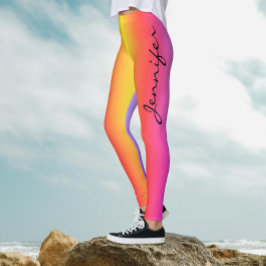 Leggings Colorido Deportivo Femenino Gradiente Rosa Moderno