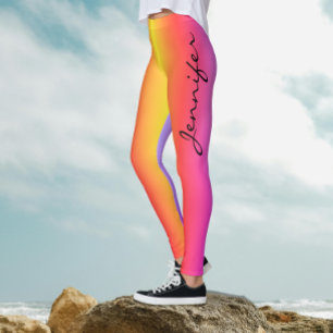 Leggings Colorido Deportivo Femenino Gradiente Rosa Moderno