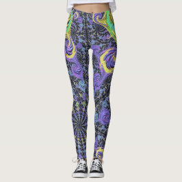 Leggings Colorido Groovy Boho Hippie Funky Resumen fractal