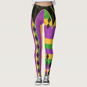 Leggings Colorido Harlequin Mardi Gras Color Argyle Stripe