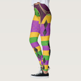 Leggings Colorido Harlequin Mardi Gras Color Argyle Stripe