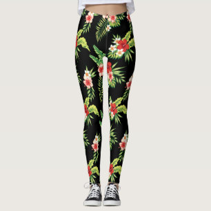 Leggings Colorido Hibiscus Flowers Seamless Pattern