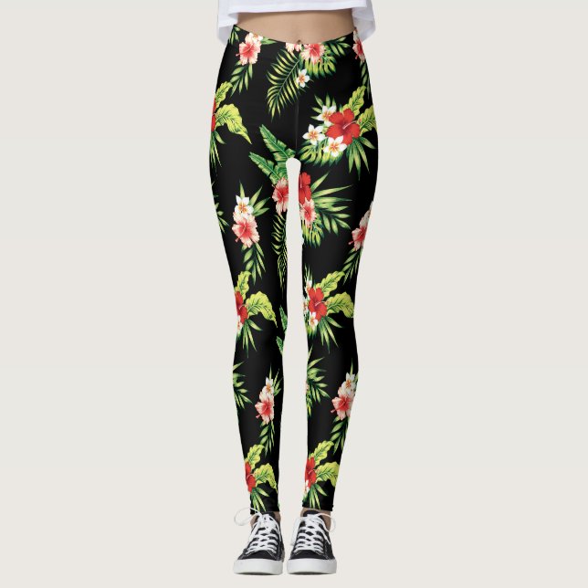 Leggings Colorido Hibiscus Flowers Seamless Pattern (Anverso)