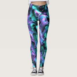Leggings Colorido Jewel Tone Fractal Marble Resumen Arte