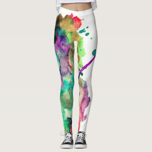 Leggings Colorido, Loco, De Moda, Negrita Abstracto Acuarel