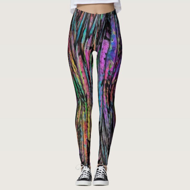 Leggings Colorido, loco, enrrollado con arte abstracto (Anverso)