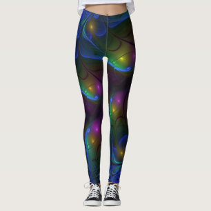 Leggings Colorido Luminoso Abstracto Moderno Trippy Fractal