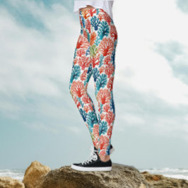 Leggings Colorido moderno de coral tropical tropical de océ