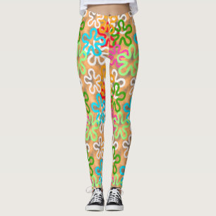 Leggings Colorido patrón de formas abstractas de blobs afri