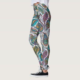 Leggings Colorido patrón de paisajes florales tribales