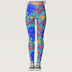 Leggings Colorido Patrón sin soldadura del arrecife de cora