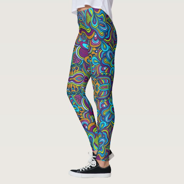 Leggings Colorido Retro Abstract Swirls (Izquierda)