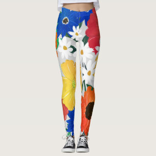 Leggings Colorido Spring Floral Hand Paint Girly Design