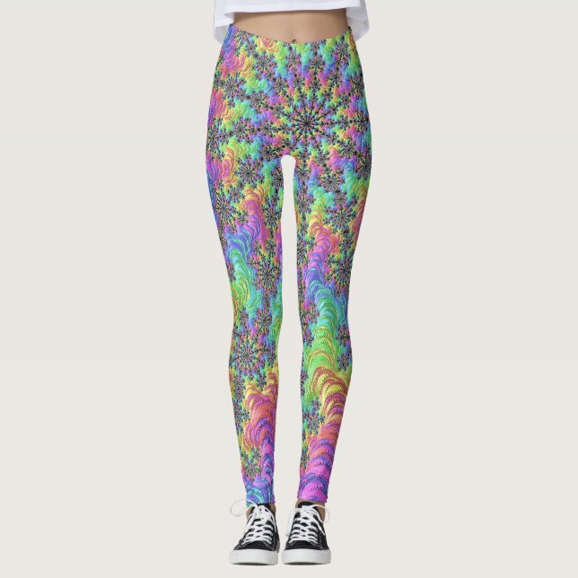 Leggings Colorido Trippy Vibrante Groovy Fractal Burst (Anverso)