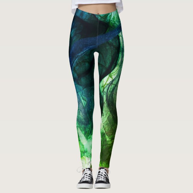 Leggings Colorido Vibrante Resumen Verde Moderno (Anverso)