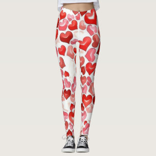Leggings Colorido Whimsical Corazón Pequeño Rojo Rosa Blanc