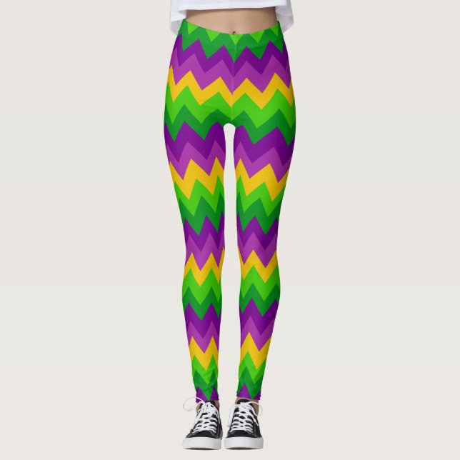 Leggings Colorido Zig Zag Stripes Fiesta del Carnaval Mardi (Anverso)