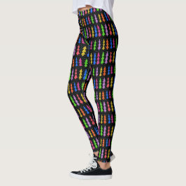Leggings Coloridos árboles de Navidad en negro
