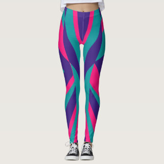 Leggings Coloridos de Onda Abstracta Retro de los