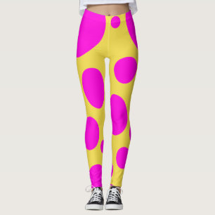 LEGGINGS COLORIDOS LADRILLOS DE PUNTO DE COLOR ROSA Y AMARI