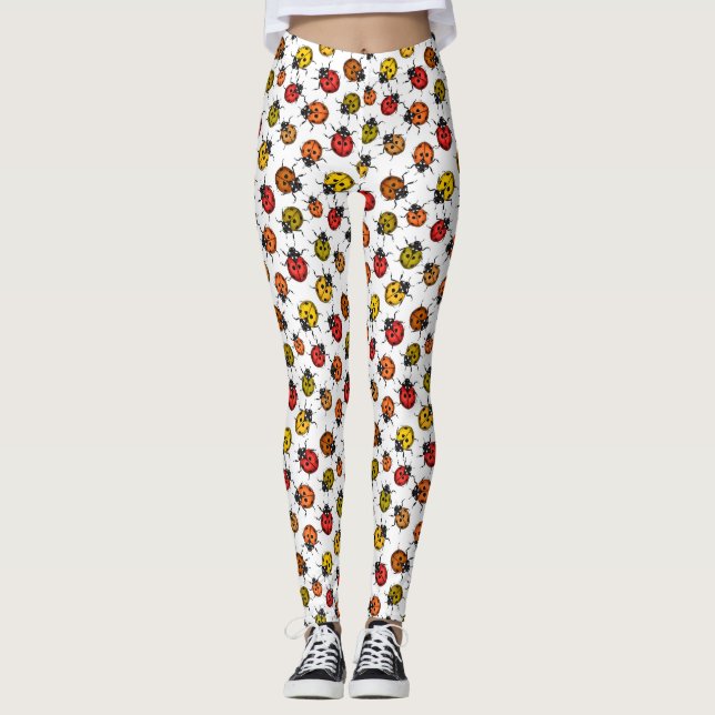 Leggings Coloridos ladybugs sobre blanco (Anverso)